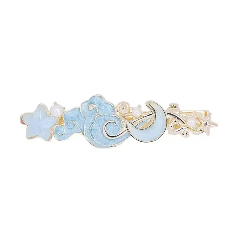 Color: SKY BLUE - Dreamy Blue Fishtail Starfish Glaze Duckbill Clip Women Forehead Bangs Barrettes Alloy Side Clip Super Fairy Hair Accessories