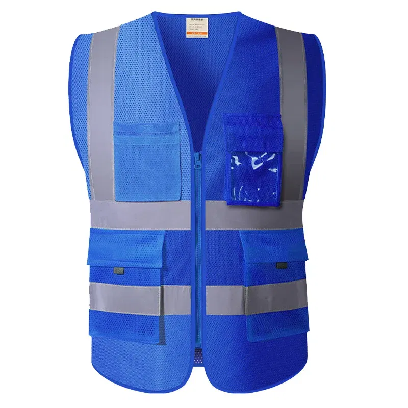 Color: Blue, Size: XXL - SFVEST MENS WOMEN HI VIS VIZ EXECUTIVE VEST WAISTCOAT TWO INCHES WIDTH REFLECTIVE SAFETY LARGE POCKETS  FREE DELIVERY