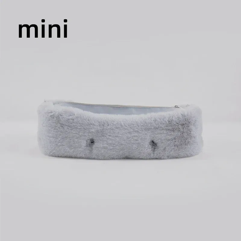 Color: Light Gold - New  Autumn winter obag  Faux Rex Rabbit fur zipper up furry Trim  Inner pocket for Classic Mini O bag Accesorios