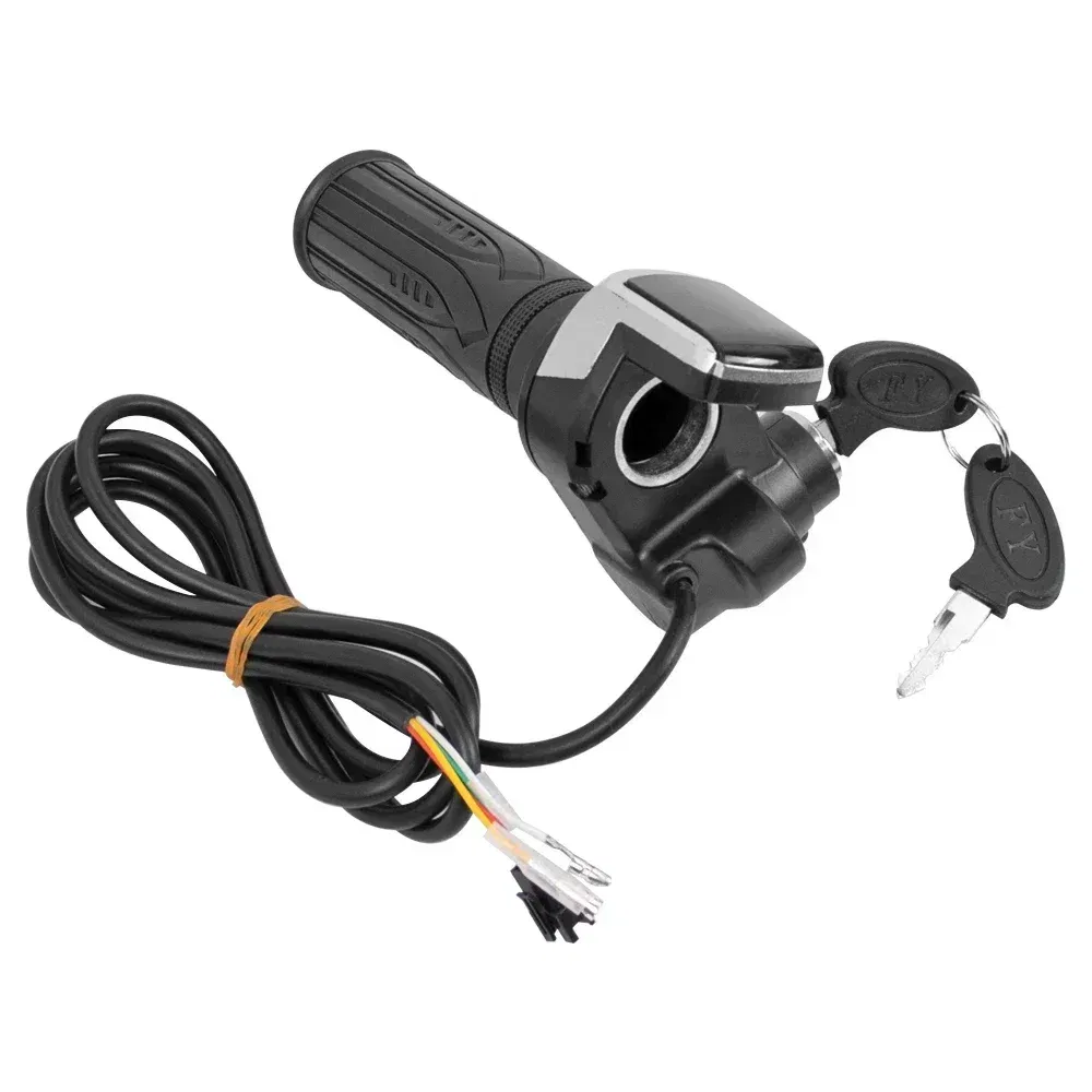 Color: light green - Throttle Grip E-bike Handlebar with Lock Ebike 36V 48V 60V Electric Bicycle Scooter Accelerator Power Indicator Key LED Display