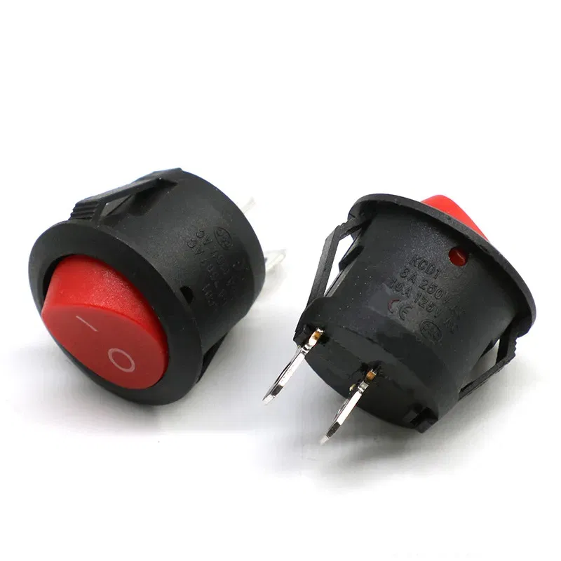 Color: Beige - 5Pcs KCD1-105 Diameter 16.5mm Small Round Boat Rocker Switch Mini Round Black White Red 2Pin/3Pin ON-OFF ON-OFF-ON Rocker Switch