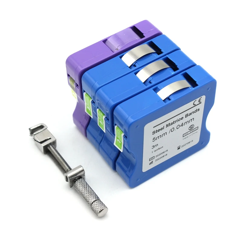 Color: PURPLE - 1 Roll Dental Matrix Bands Stainless Steel/Resin Film Restoration Light Cured Strip Roll Matrix Strips  Dentist Material Steel