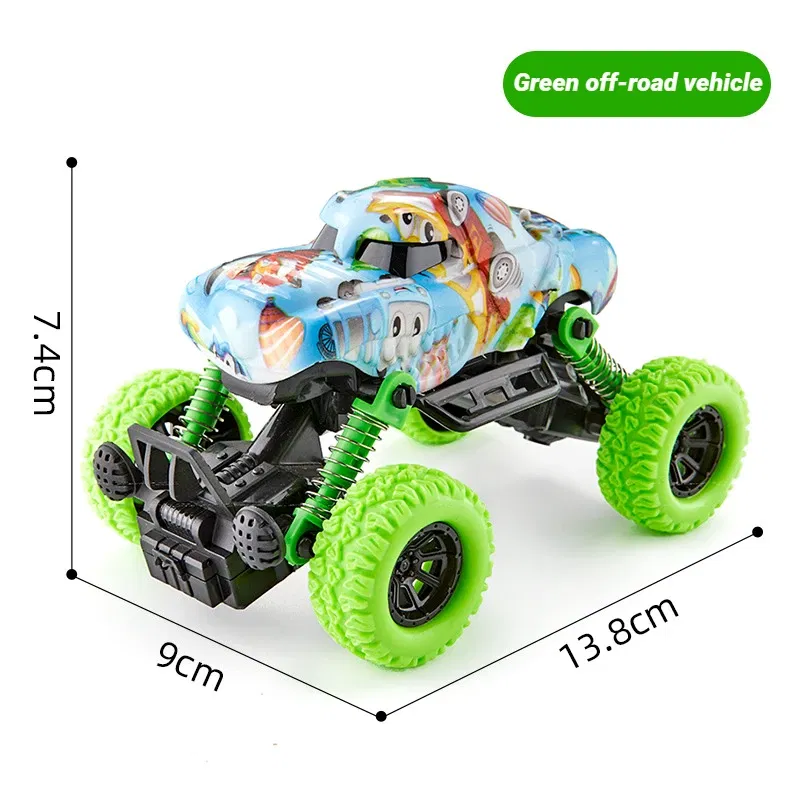 Color: green - Children's toy car high-speed off-road vehicle outdoor toy off-road vehicle model inertia climbing stunt vehicle children's gift
