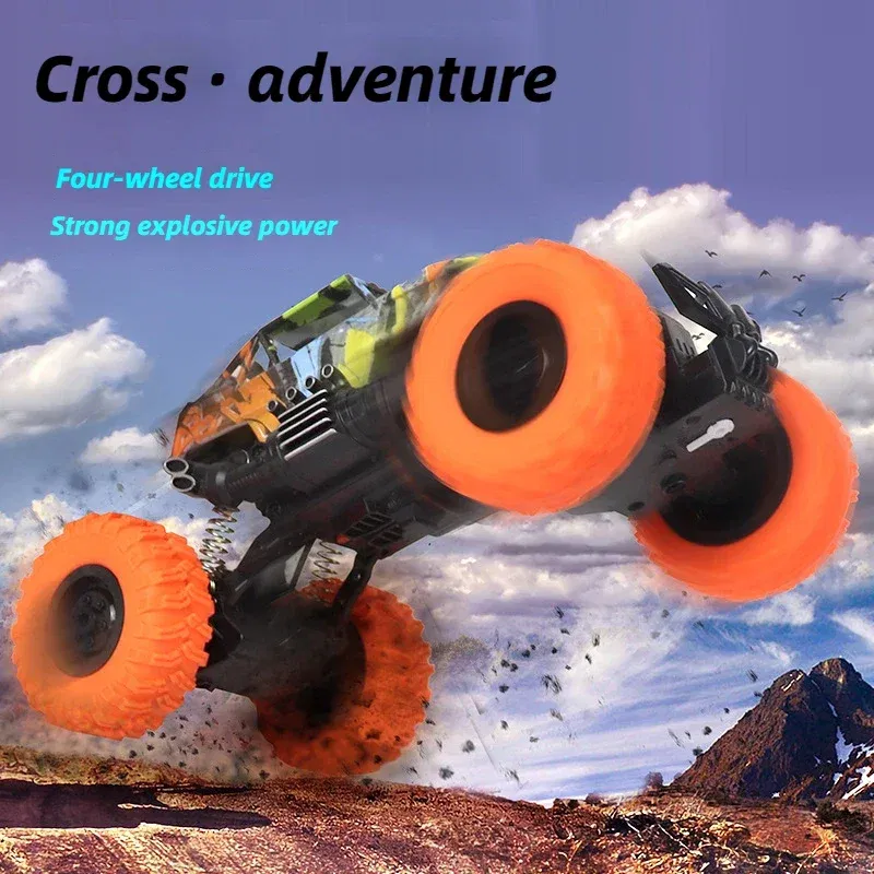 Color: green - Children's toy car high-speed off-road vehicle outdoor toy off-road vehicle model inertia climbing stunt vehicle children's gift