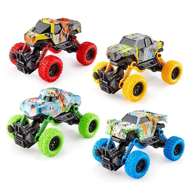 Color: green - Children's toy car high-speed off-road vehicle outdoor toy off-road vehicle model inertia climbing stunt vehicle children's gift