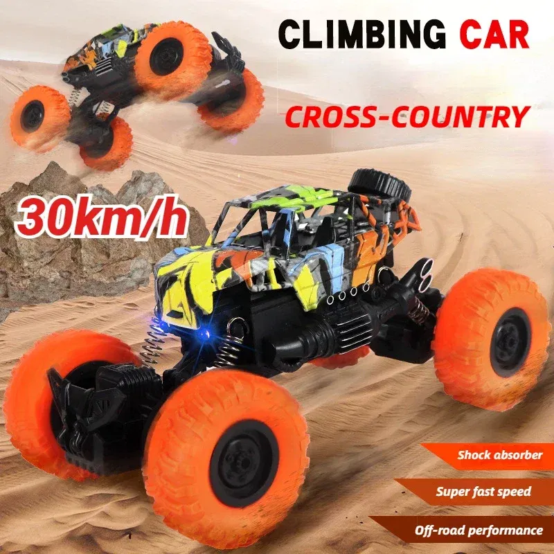 Color: green - Children's toy car high-speed off-road vehicle outdoor toy off-road vehicle model inertia climbing stunt vehicle children's gift