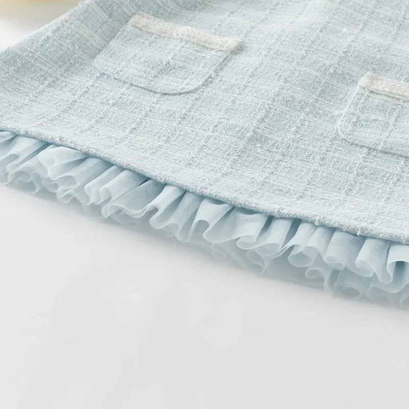 Color: Gold, Kid Size: 26 - Dave Bella Children's Dress 2025 Spring New Girls Baby Gentle Cute Fake Two piece Baby Elegant Princess Dress Party DB1250299