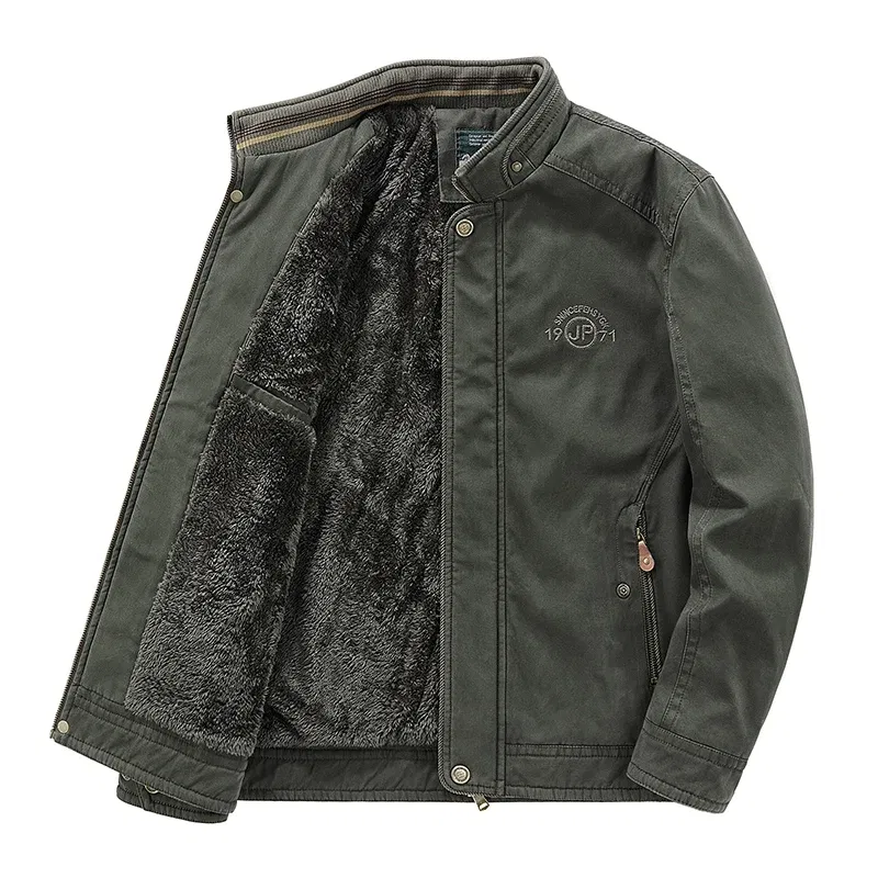 Color: Khaki, Size: L - Men Zipper Fleece Jackets Military Waterproof Windproof Cargo Jacket Outdoor Multi-pockets Tactical Climb Fishing Cycling Jacket