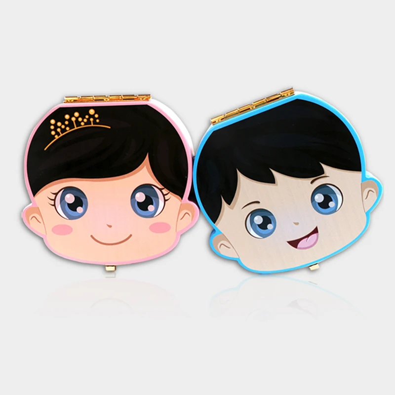 Color: Yellow - Cute Wooden Baby Tooth Box Boxes Kids Milk Teeth Storage Box English/Spanish/French/Russian/Italian/Portuguese Keepsake Boxes