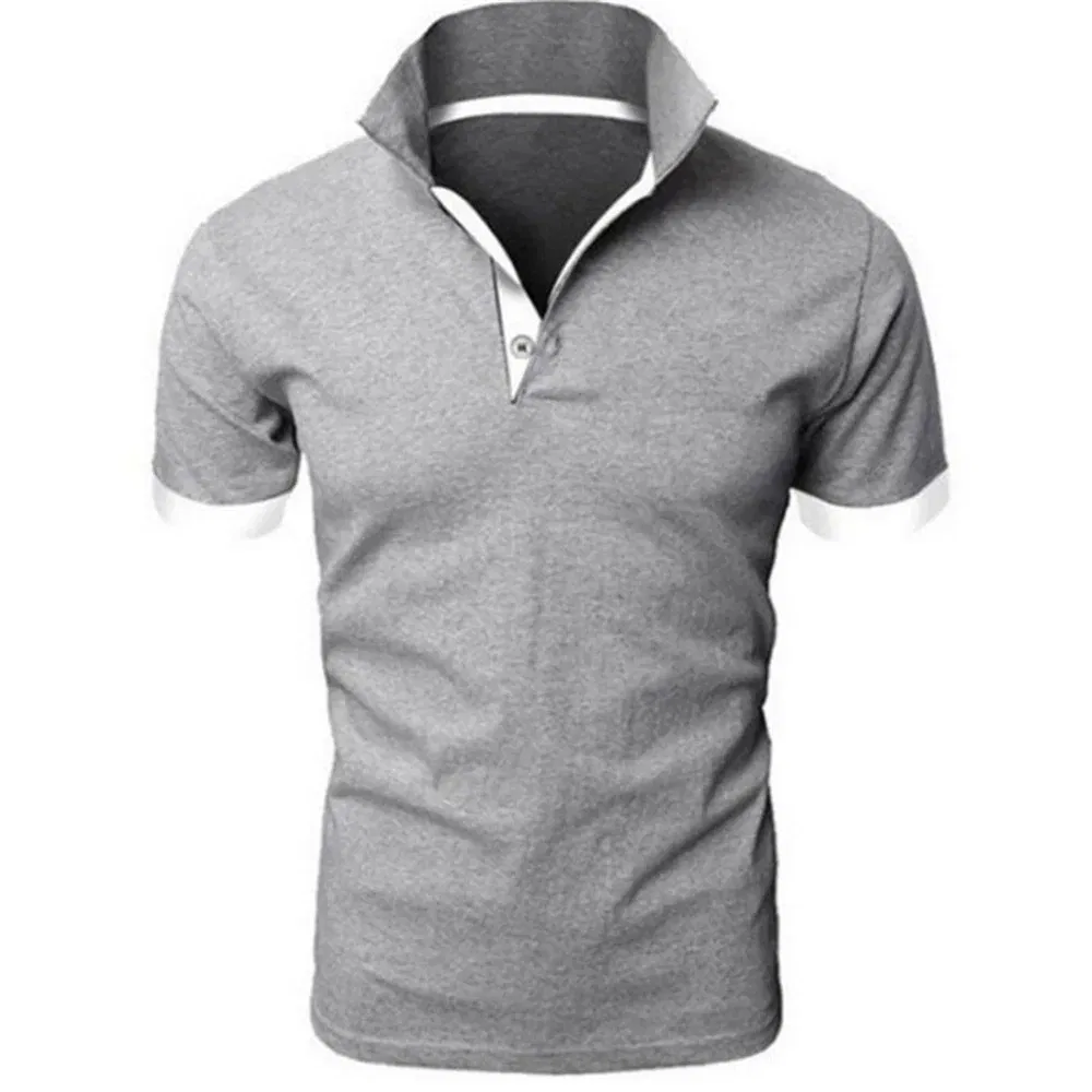 Color: GRAY, Size: S - Men's Short Sleeve Polo Shirts Casual Slim Fit Basic Designed Shirts Quick-drying Anti-wrinkle Tops