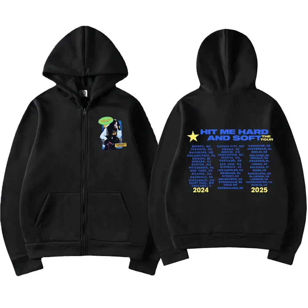 Color: MULTI, Size: XL - Hit Me Hard and Soft 2025 Tour Zipper Hoodies Men Women Harajuku Pullovers Fashion Hip Hop Zip Up Sweatshirts Jackets Fans Gift