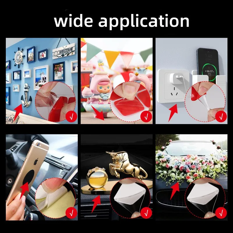 Color: Red - Super Strong VHB Double Sided Tape New Waterproof No Trace Self Adhesive Acrylic Patch Sticky For Home Car Office School