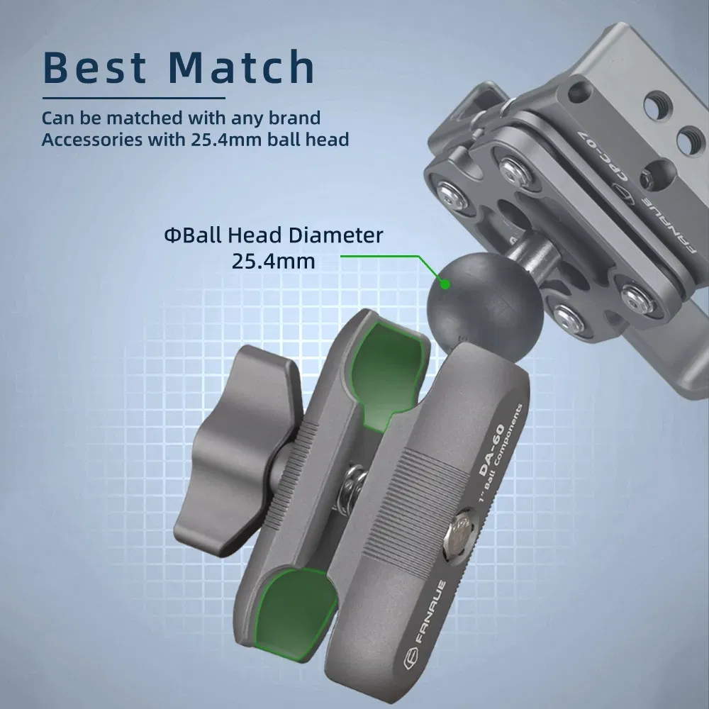Color: Green - FANAUE Aluminum Alloy Double Socket Arm 25 mm/1 Inch Ball Head Holder Mount Clamp for Bicycle Motorcycle Camera for RAM MOUNTS