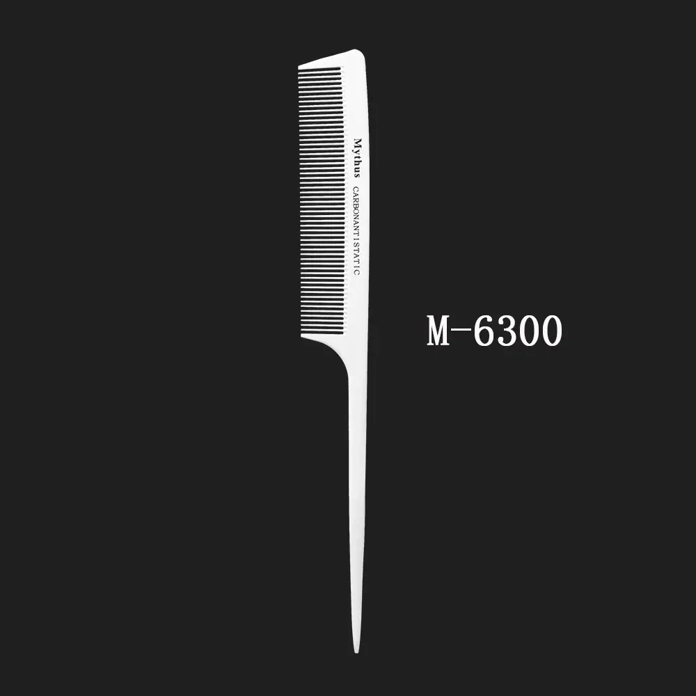 Color: Red - Mythus Hairdressing Carbon Comb For Haircut Barber Anti Static White Rat Tail Comb Beauty Professional Hair Styling Tools Comb