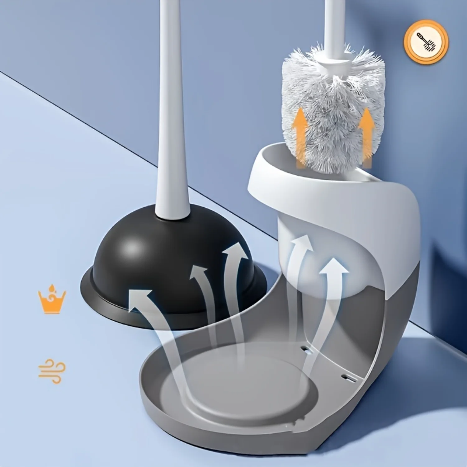 Toilet Brush, Household No Dead Corner Cleaning Brush, Base Combination Toilet Brush, Leather Tweezers Dredger Set