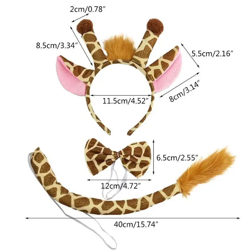 Color: Yellow - Plush Giraffes Headband Giraffes Ear HairBand Plush Giraffes Headband Party Cartoon HairBand Giraffes Headdress Birthday