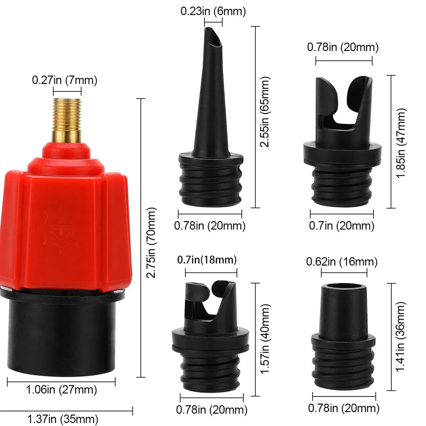 Color: Burgundy - Inflatable SUP Pump Valve Adapter Set- Standard Air Valve Adapter,Nozzle Air Pump Converter for Kayaking Surfboard Inflatable