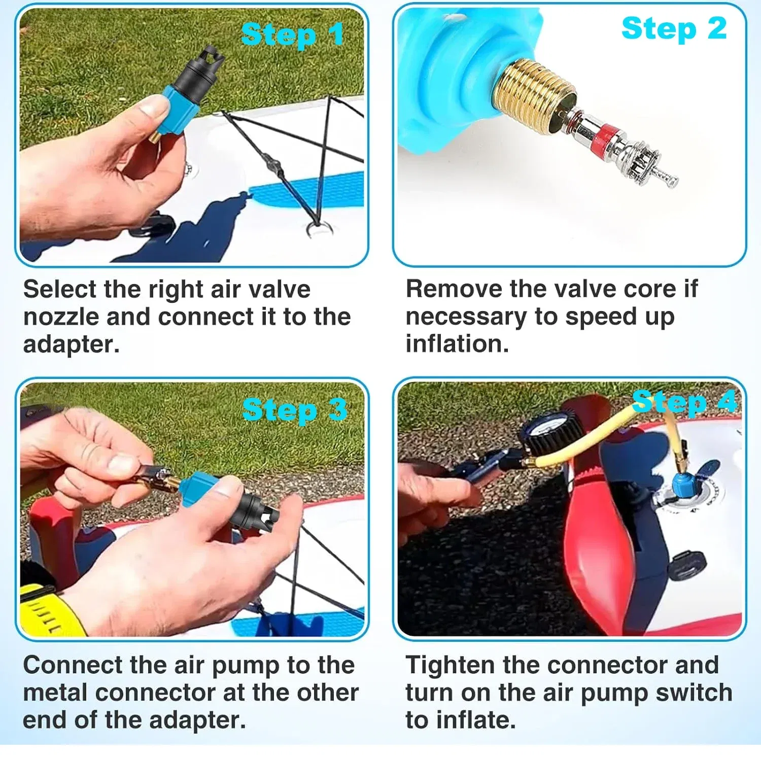 Color: Burgundy - Inflatable SUP Pump Valve Adapter Set- Standard Air Valve Adapter,Nozzle Air Pump Converter for Kayaking Surfboard Inflatable