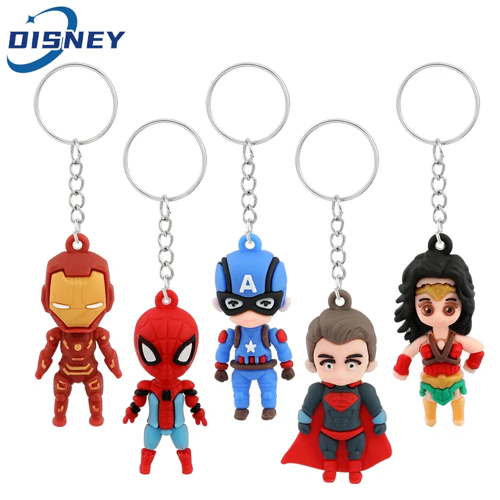 Color: GRAY, Ships From: CHINA - Marvel Superhero Keychain Avengers Cartoon Doll Iron Man Spiderman Keyrings for Backpack Accessories Key Holder Kid Gift
