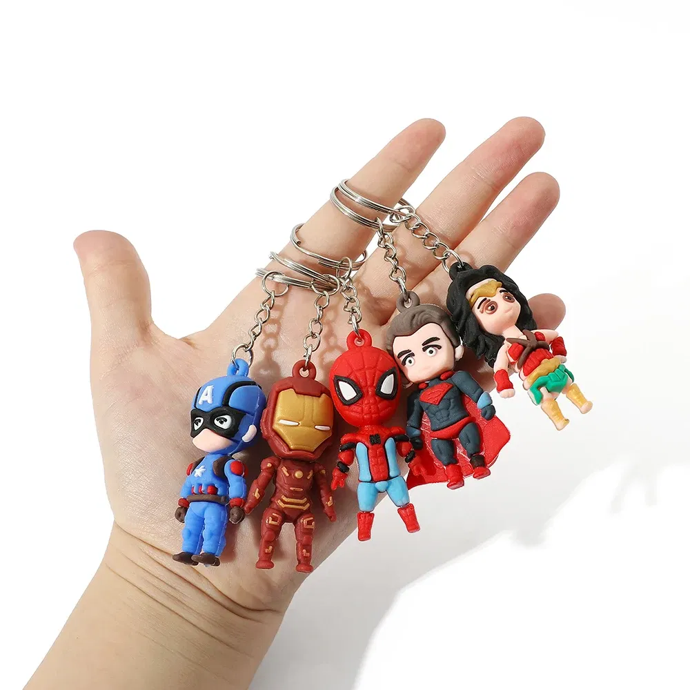 Color: GRAY, Ships From: CHINA - Marvel Superhero Keychain Avengers Cartoon Doll Iron Man Spiderman Keyrings for Backpack Accessories Key Holder Kid Gift