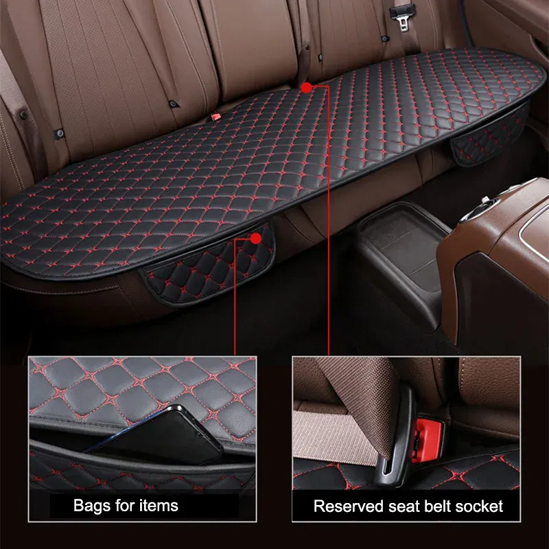 Color Name: WHITE - Car Seat Cover PU Leather Universal Seat Cushion Minimalism Auto Chair Protective Cover Auto Protector Pad with Storage Pocket
