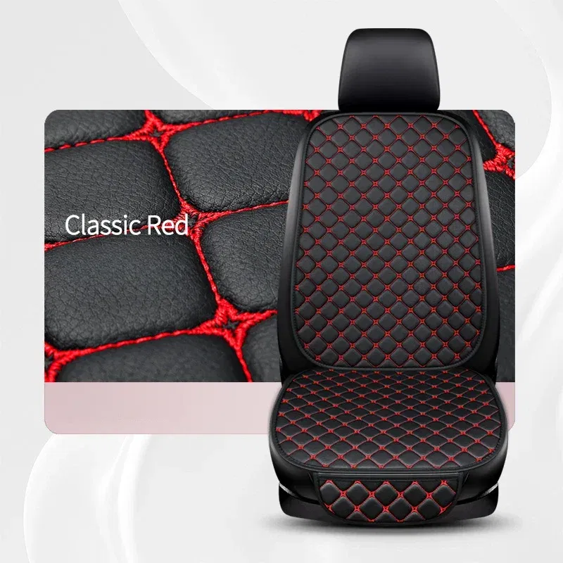Color Name: WHITE - Car Seat Cover PU Leather Universal Seat Cushion Minimalism Auto Chair Protective Cover Auto Protector Pad with Storage Pocket