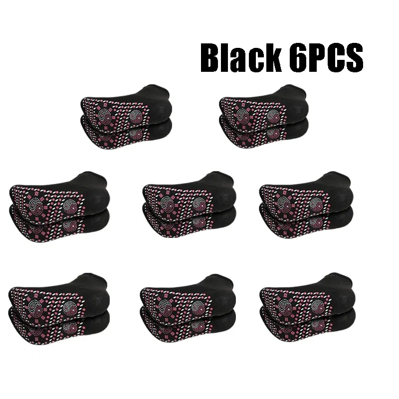 Color: green - 1/5pairs Tourmaline Self-Heating Socks Winter Warm Thermal Health Care Socks Slimming Health Short Sock Magnetic Therapy Sock