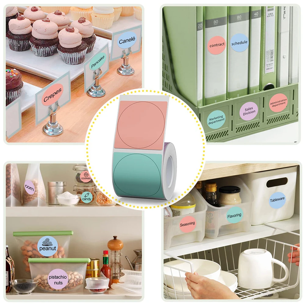 color: Yellow - Niimbot Round Labels for B1/B21/B3S Label Maker Sticker Self-adhesive Waterproof  Thermal Sticker Label NIIMBOT Round Labels