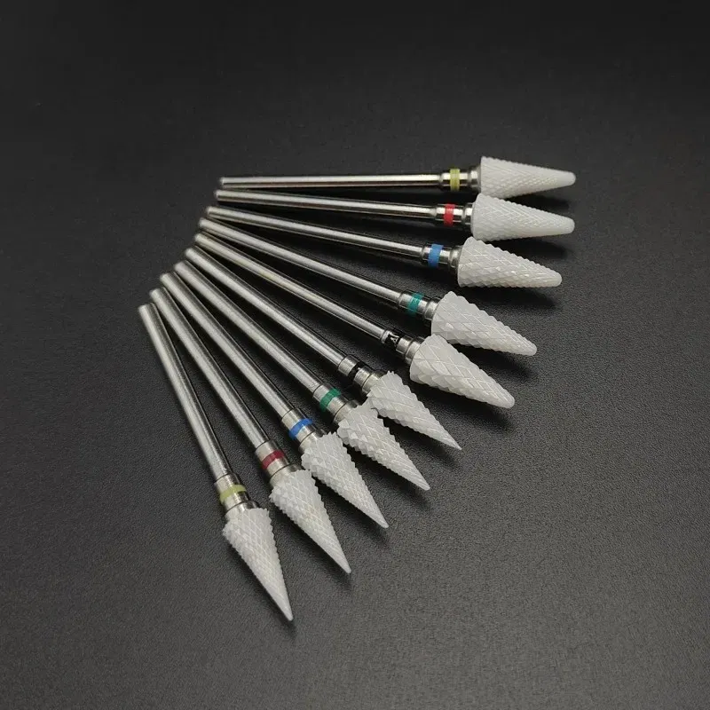 Color: Frosted - Ceramic Carbide Nail Drill Bit Rotate Burr Milling Nail Cutter Bits Electric Drill Machine For Manicure Pedicure Tools