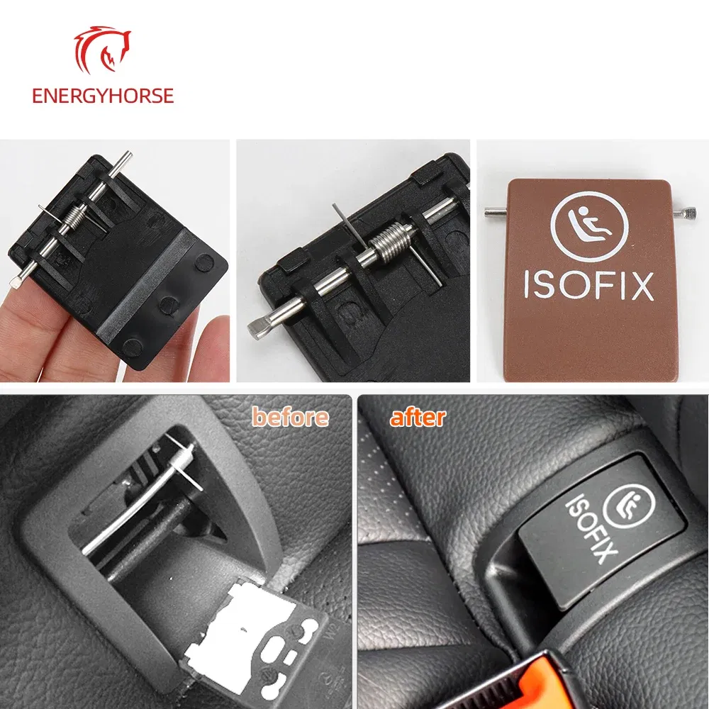 Color Name: Orange - Car Seat ISOFIX Switch Cover Child Seat Restraint For Mercedes W205 W253 W238 C E GLC Class C200 C220 C300 GLC250 GLC300 E300