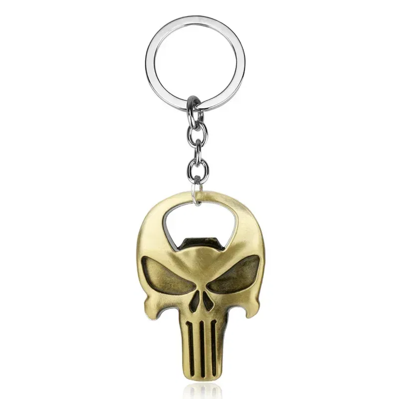 Color: Pink - Skull Beer Bottle Opener Keychain Practical Ornaments Pendant Zinc Alloy Openers Gifts Gold Silver Kitchen Tools Accessories