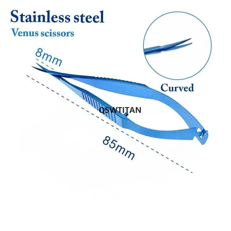 Color: Blue - 8.5cm Venus scissors Ophthalmic microsurgery surgical scissors animal experiment tool