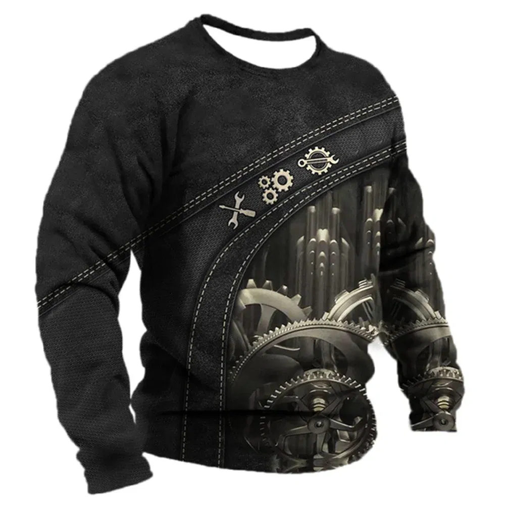 Color: Pink, Size: XL - Men's T -shirt Retro T -shirt Summer clothing personalized name Mechanic mechanic 3D printing 5xl sports shirt long -sleeved