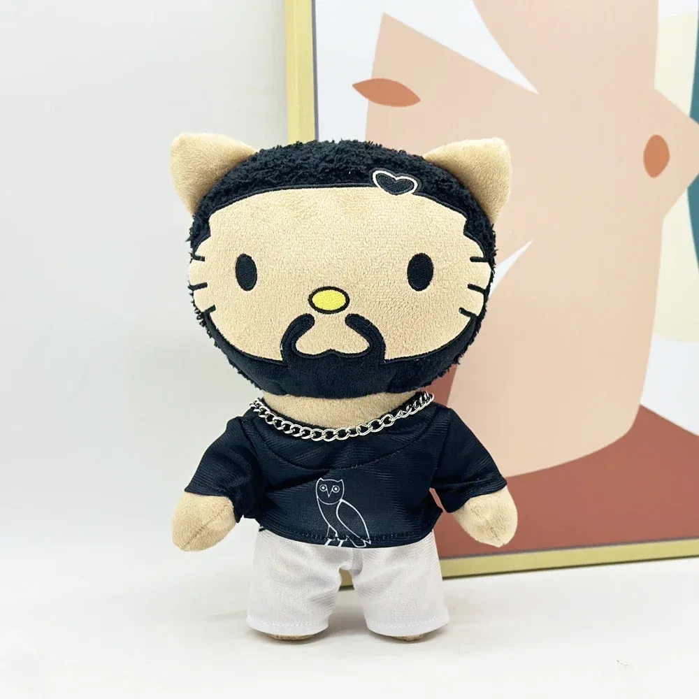 New 24cm Hello Kitty Drake Plush Doll with Black Casual Suit Plush Doll Figure Stuffed Toys Cute Boys Girls Birthday Gift