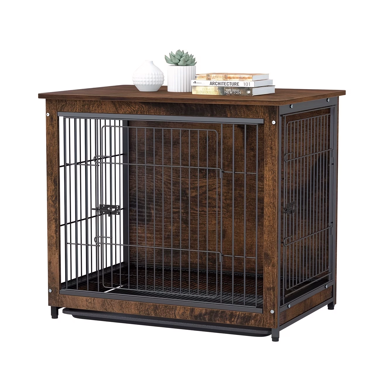 wisfor Modern Furniture Dog Cage – Spacious Wooden Kennel Pet Crate with Double Doors