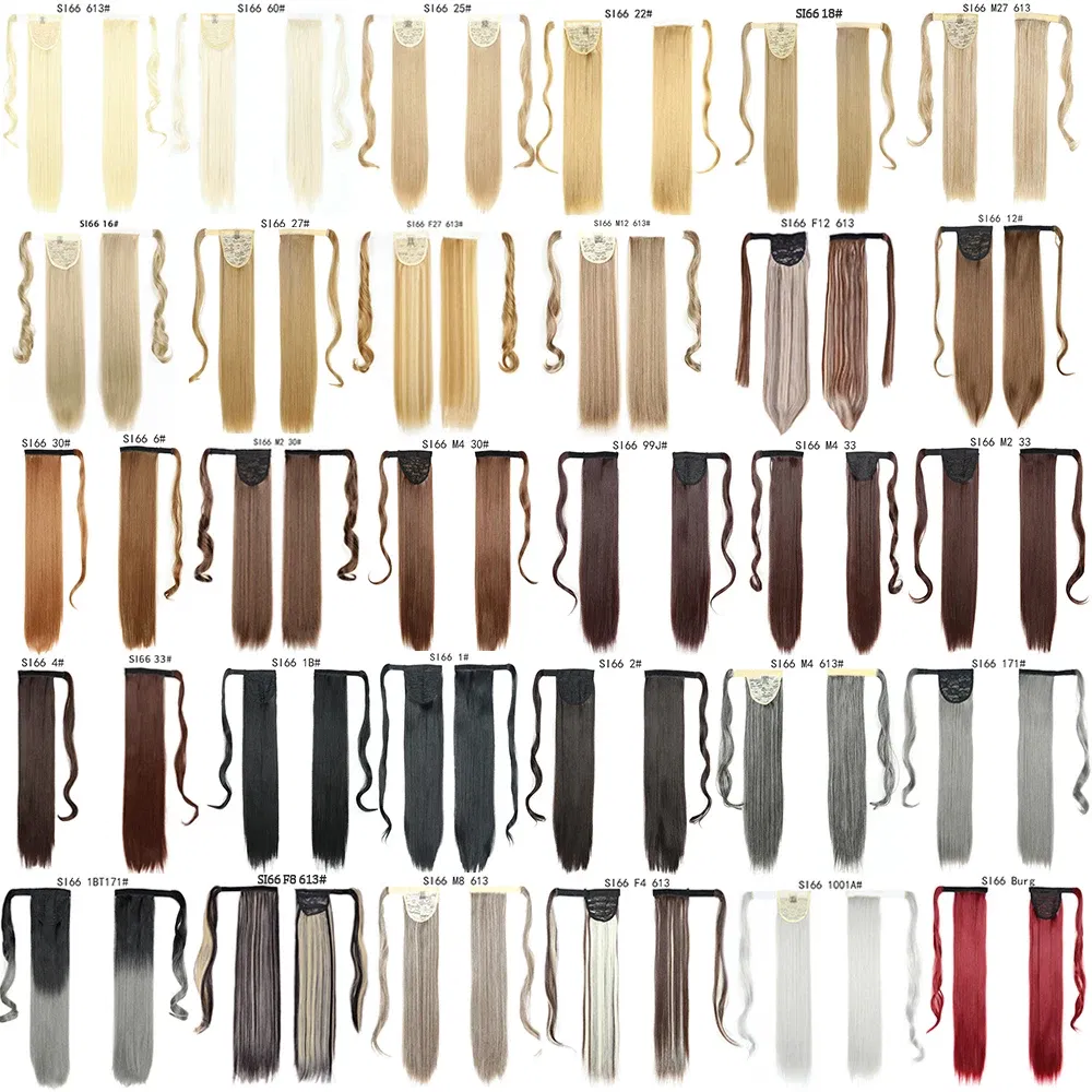 Color: #24 - LINWAN Synthetic Long Straight Wrap Around Clip In Ponytail Hair Extension Heat Reistan Pony Tail Fake Hair