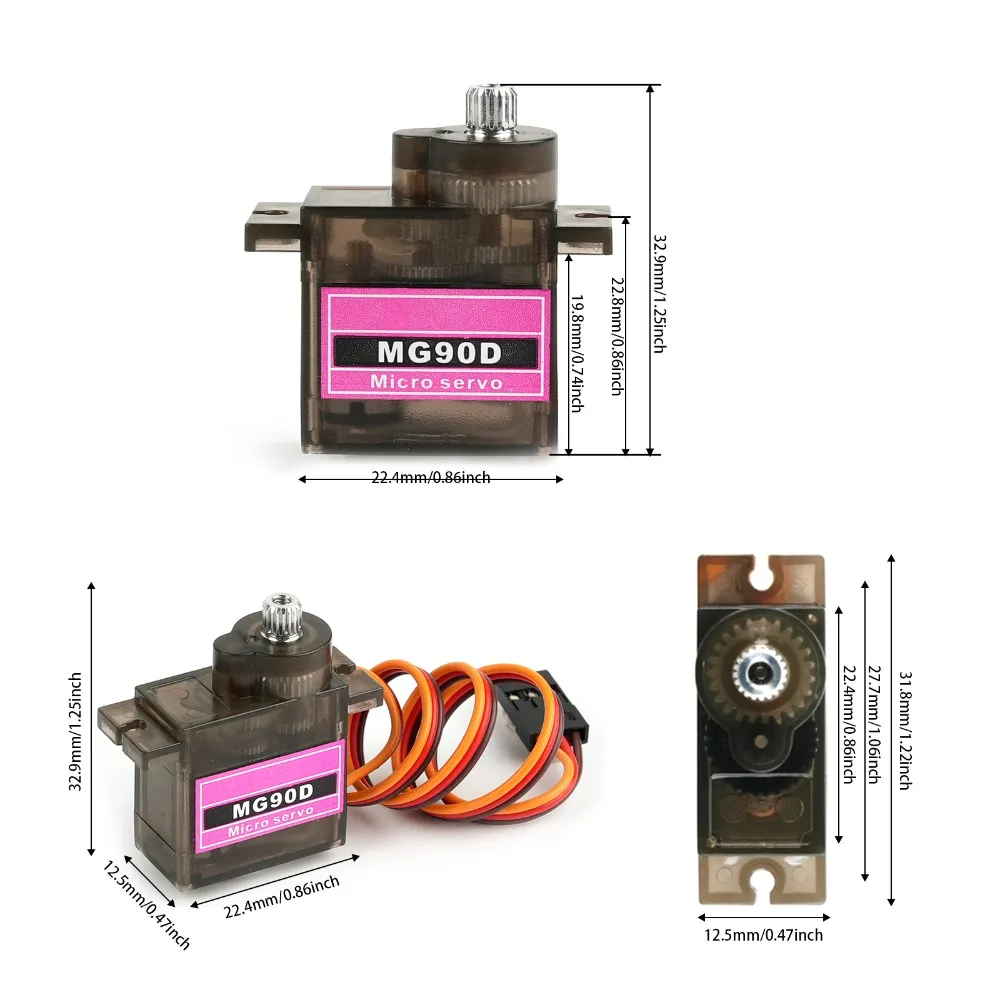 Color: green - MG90D 10/20/30/40/50Pcs Micro Digital Servo Motor Full Metal Gear 180/270/360 Degree For RC Airplane Helicopter Car Boat Model