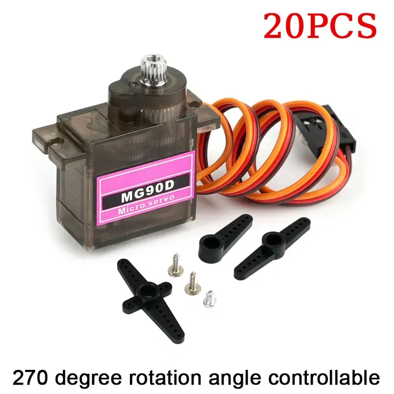 Color: green - MG90D 10/20/30/40/50Pcs Micro Digital Servo Motor Full Metal Gear 180/270/360 Degree For RC Airplane Helicopter Car Boat Model