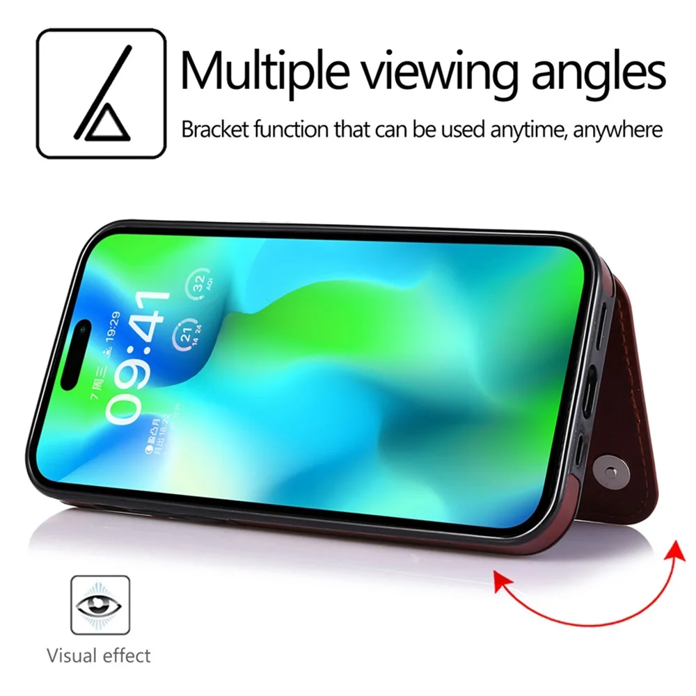 Material: Carbon Fiber, Color: Brown - Leather Wallet Case for iPhone 15 14 13 12 11 Pro Max Mini Wallet Case XR X XS Max 8 7 6S 6 Plus SE 2022 2020 Card Holder Flip