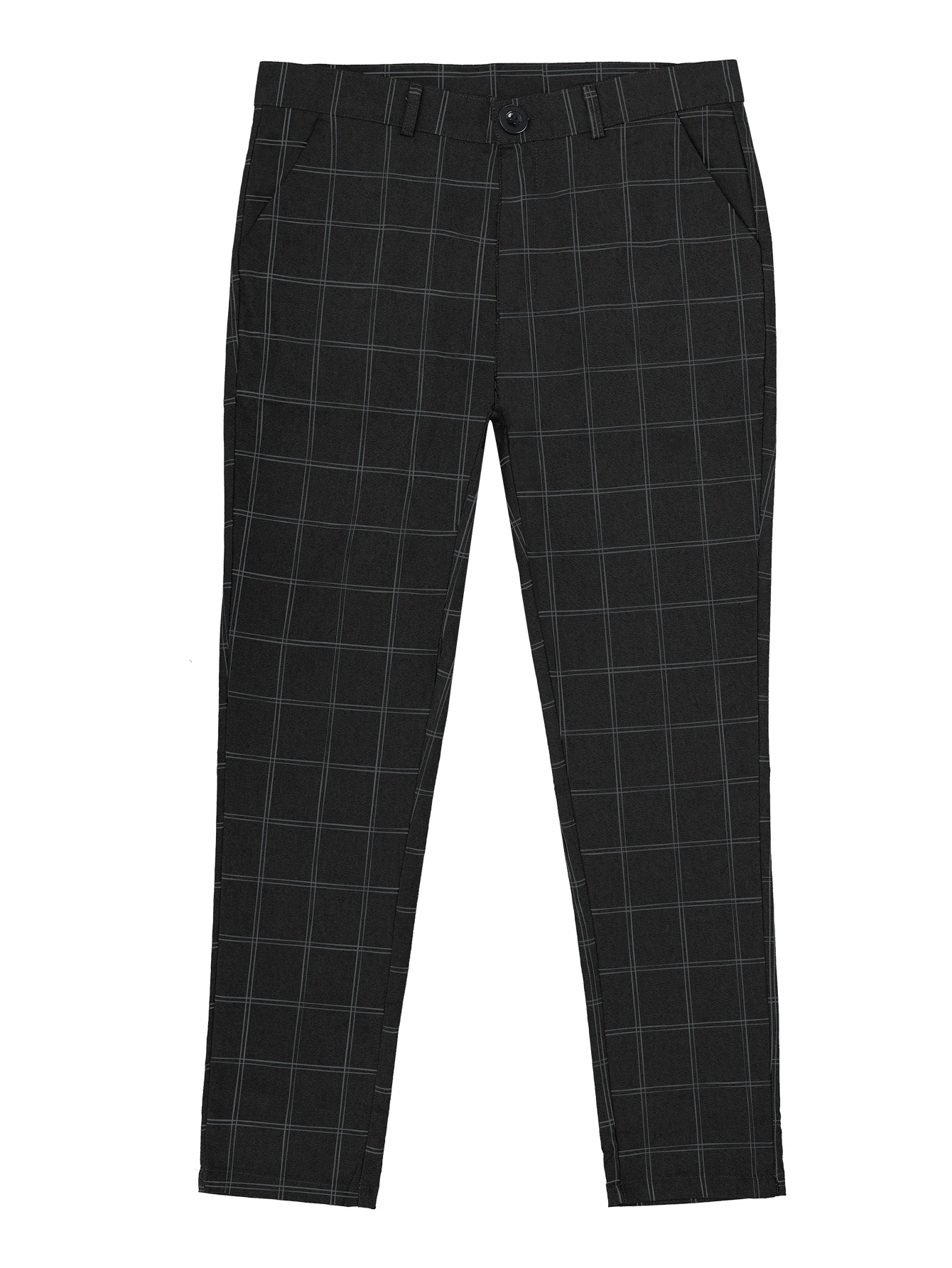 Color: black, Size: XXXL - Checkered Fashion Europe and the United States Style Men's Pants Business Casual Travel Slim Pants Comfortable and Versatile