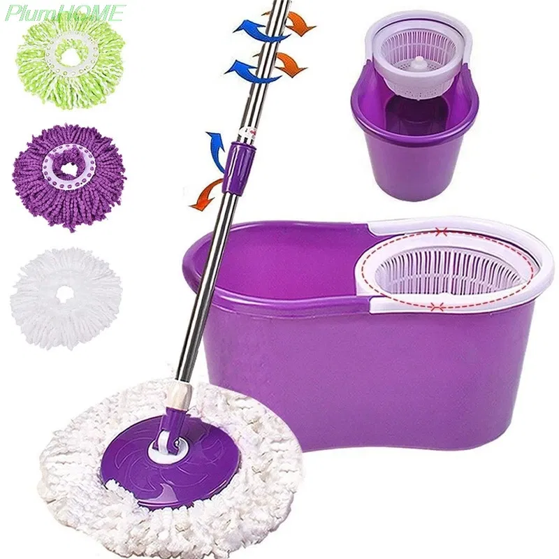 Color: Blue - 360 Magic Rotating Automatic Microfiber Mop Head Replacement Mop Wash Floors Cloth Cleaning Broom Head Mop