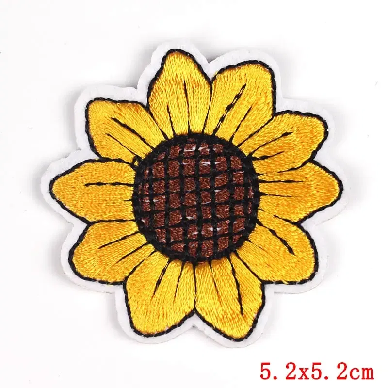 Color: Fluorescent Green - Butterfly Daisy Embroidery Patches for Clothing Thermoadhesive Patches DIY Fusible Patch on Kids Clothes Sunflower Badges Sewing