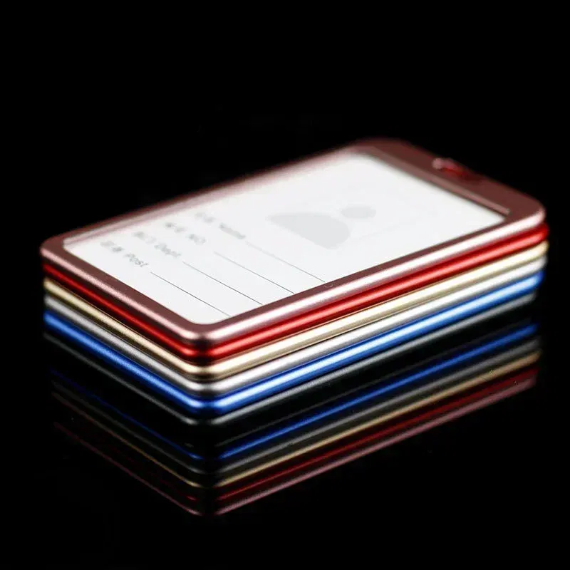 Color: Orange/Black - Aluminum Alloy Card Cover Case Women Men Work Name Bank ID Card Holders Business Badge Case Credit Card Badge Case Bag Pouch