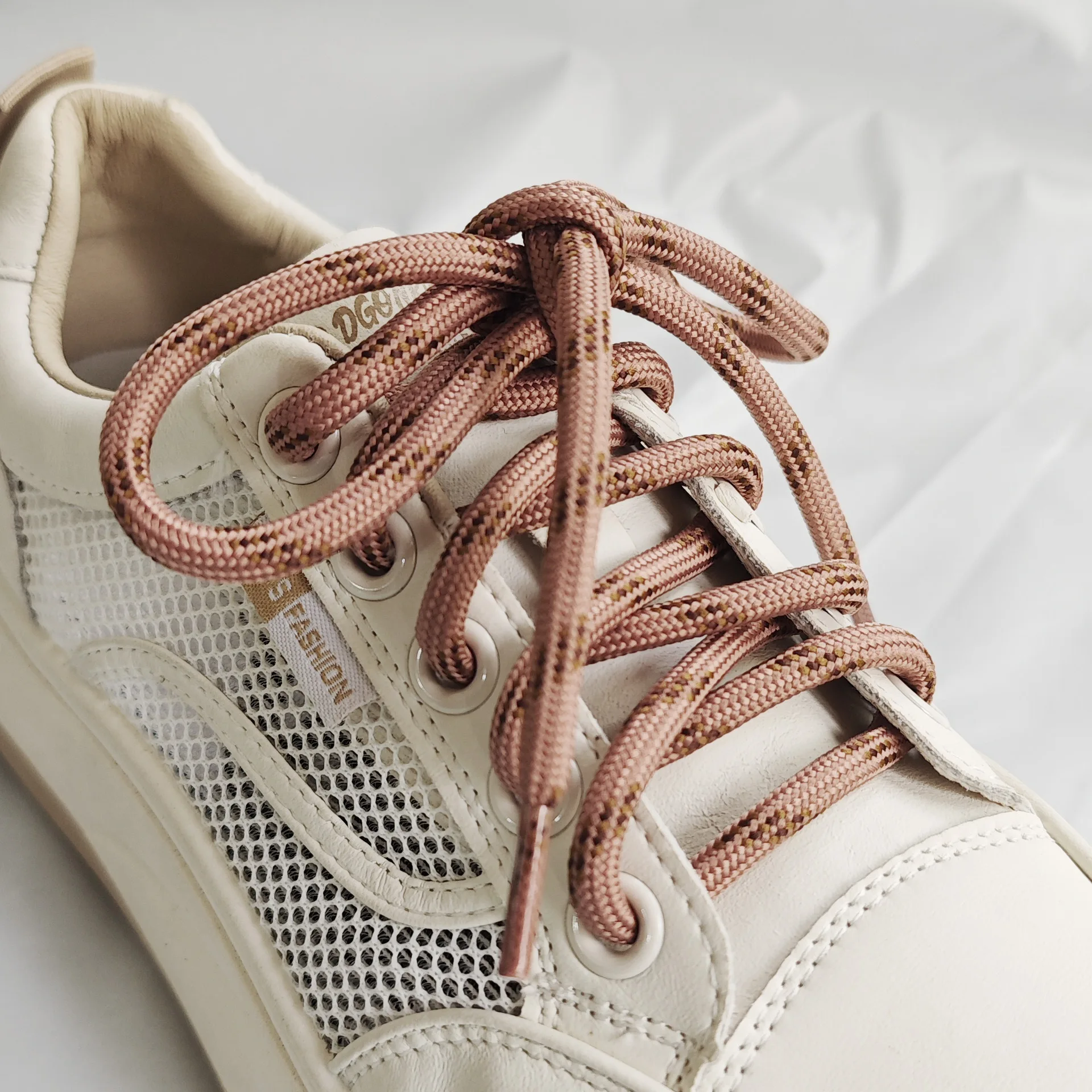 Color: Red, Length: 120cm - Colorful Diagonal Dots Round Rope Shoelaces Coarse Weave Polyester Shoes Laces For Women Men Sports Casual Sneaker DE Tran Shoes