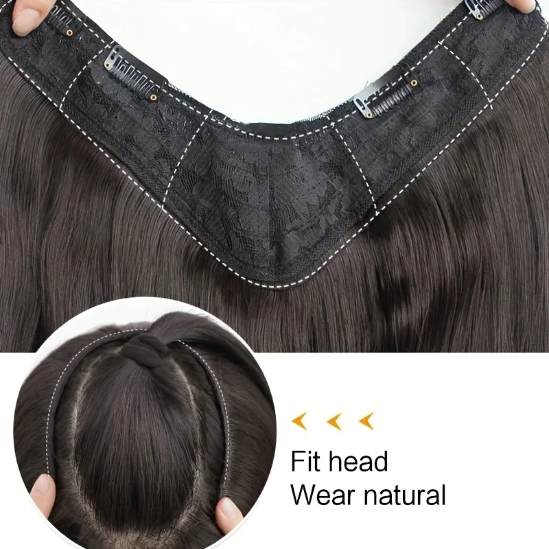 Color: 1B/27HL, Stretched Length: 16inches - Synthetic Long Wavy U-shaped Clip In Hair Extensions 16Inch/20Inch/24inch Clip On Hair Extensions For Women Hair Accessories