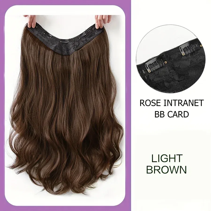 Color: 1B/27HL, Stretched Length: 16inches - Synthetic Long Wavy U-shaped Clip In Hair Extensions 16Inch/20Inch/24inch Clip On Hair Extensions For Women Hair Accessories