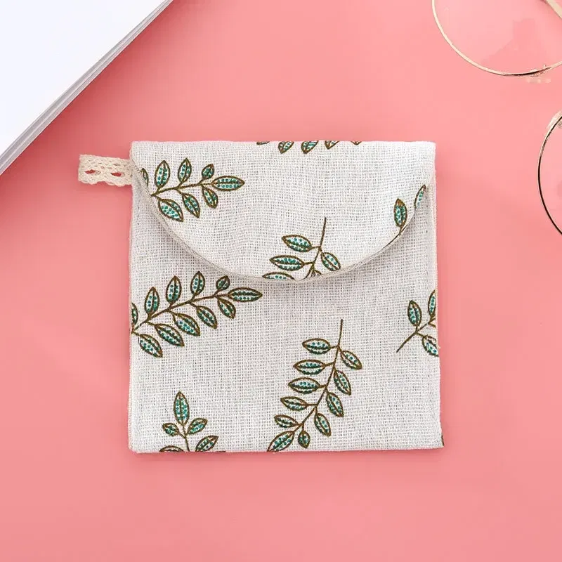 Color: green - Portable Women Cosmetic Organizer Sanitary Napkin Storage Bag Girls Ladies Cute Coin Card Sanitary Pad Pouch Small Cosmetic Bag