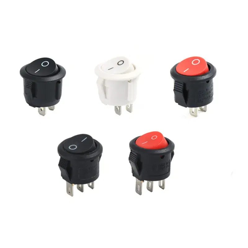Color: GRAY - 5Pcs KCD1-105 Diameter 16.5mm Small Round Boat Rocker Switch Mini Round Black White Red 2Pin/3Pin ON-OFF ON-OFF-ON Rocker Switch