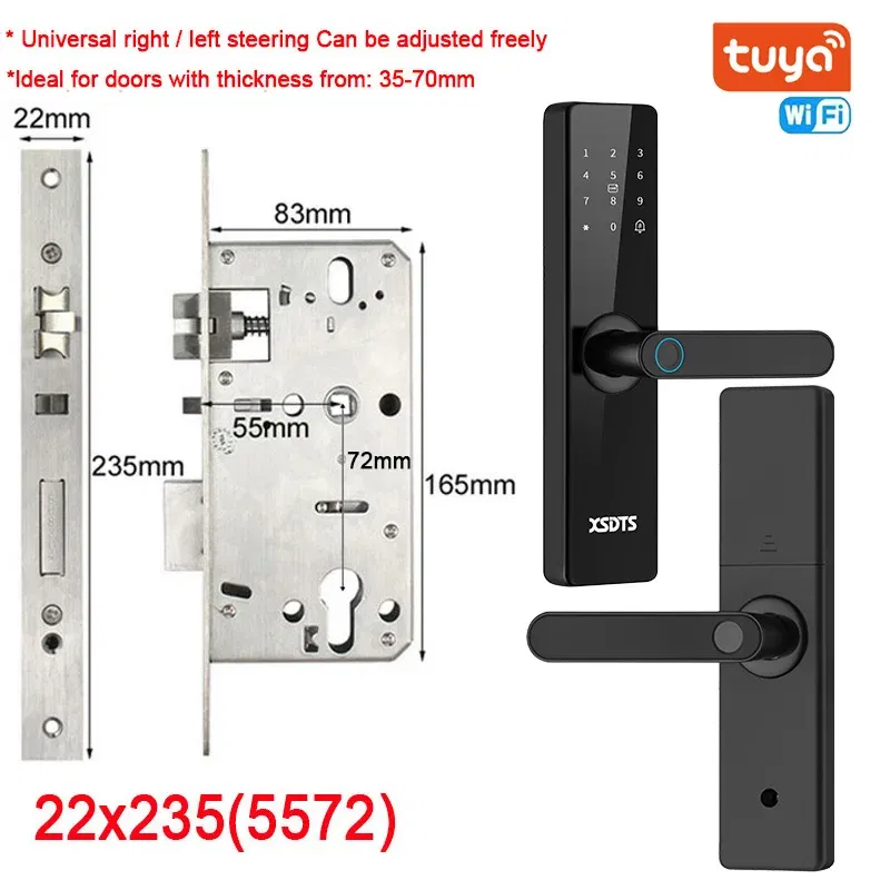 Color: Claret, Ships From: CHINA - New! Tuya Wifi Electronic Smart Door Lock With Biometric Fingerprint / Smart Card / Password / Key Unlock/ USB Emergency Charge