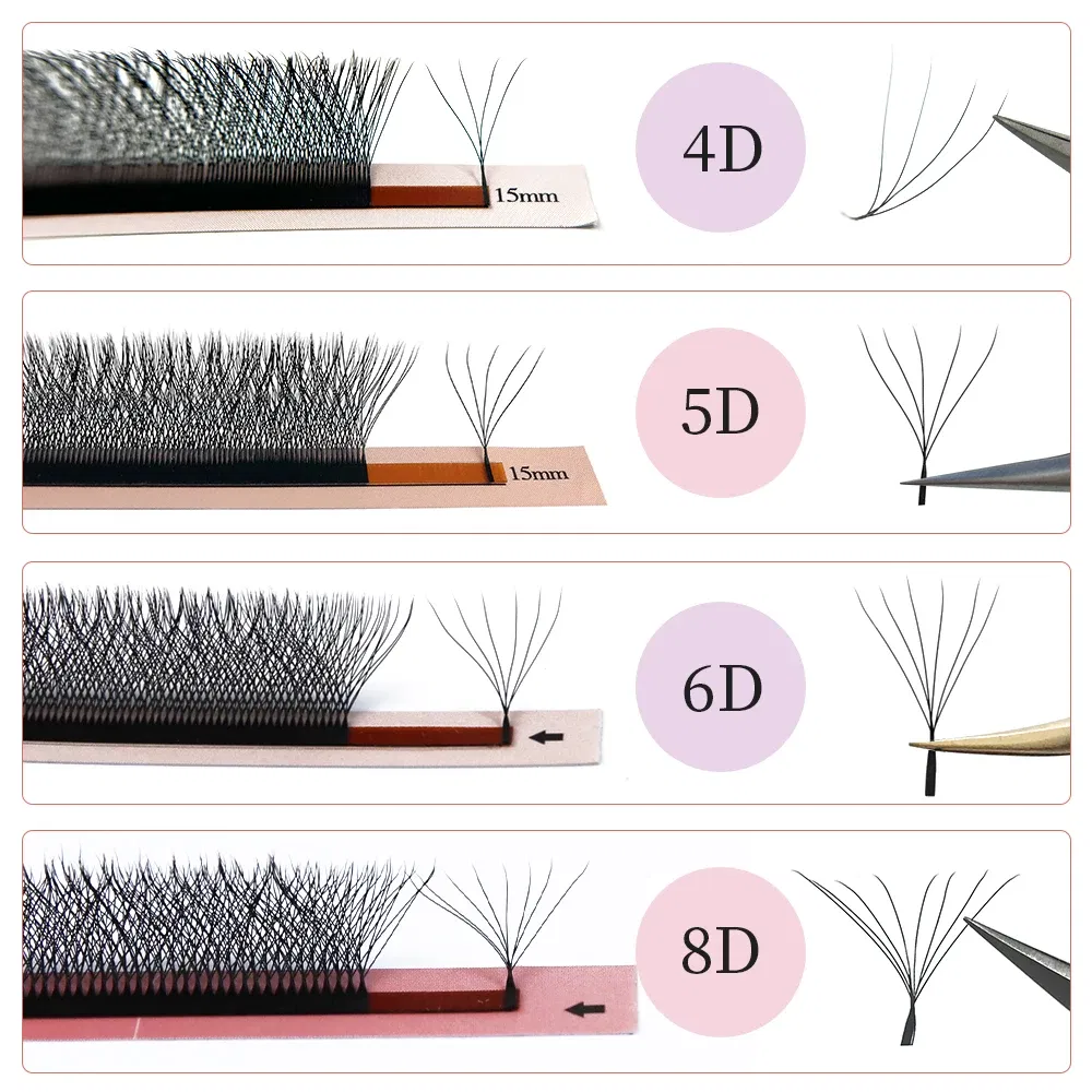 Color: Sliver, Curl: C, Thickness: 0.07mm, Length: MIX, Ships From: CHINA - Goddess 3D/4D/5D/6D/7D/8D W Shape lashes 4D Premade Fan Lash Extensions 0.07 C/D Curl Natural Soft High Quality Idividual Lashes